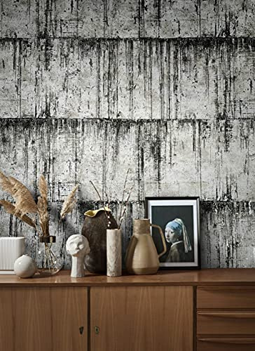 marburg Tapete Schwarz Weiß Betonoptik Glanz Stein Muster für Wohnzimmer oder Schlafzimmer Vliestapete 100% Made in Germany PREMIUM QUALITÄT 10,05 x 0,70m 85748