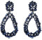 EVER FAITH Mujer Cristal Austríaco Aro Abierto Oval Lágrima Perforado Pendientes Azul