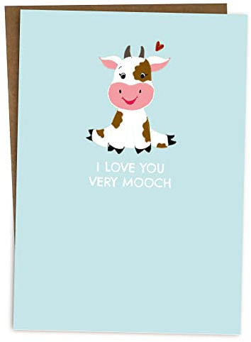 BYANIKA Valentines' Day Card | Be My Valentine | I Love You, Happy Anniversary | Romantic Gift | For Her, Him, Girlfriend, Boyfriend, Wife, Husband, Partner, The One I Love | Cute Galentines Cow Pun