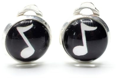 Miniblings Achtelnote Ohrclips Cabochon Clips Note Musik Piano Orchester Musiker - Handmade Modeschmuck I Ohrhänger Ohrschmuck