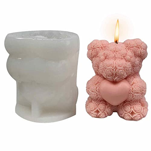 Rosenbär-Silikonform, 3D-Fliege, Rosenbär, Silikonformen für Kerzen, Seifenformen für Valentinstagsgeschenke, Mädchengeschenke, Geburtstagsgeschenk