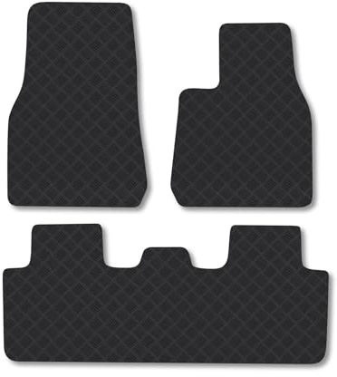 Tesla Model Y (2022-2025) 3mm Rubber Car Mats | Tailored Fit Durable Floor Mats Full Coverage Protection Waterproof Accessories Easy Clean Anti Slip Made in the UK