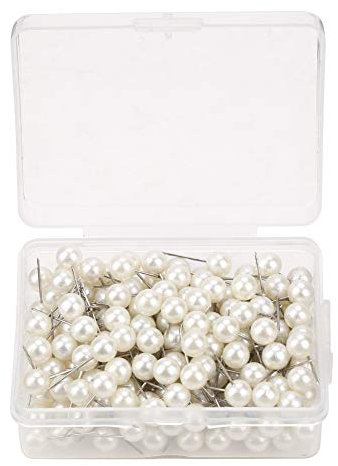 Dioche Map Push Pins, 200 Stück runde Kunststoff-Reißzwecken, Reißzwecken, dekoratives Heimwerkerwerkzeug (weiß)