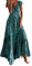 NNGOTD Robe Femme Ete Rose Maxi Robe en Mousseline De Soie À Motif Floral Col V Robe Longue Grande Taille Dentelle Imprimé Vintage Élégant Boho Robe de Plage Robe Année 20