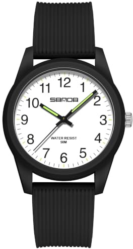 Montre bracelet rose pour femme - Étanche jusqu'à 5 ATM - Minimaliste - Design simple - Lumineuse - Analogique - Quartz - Bracelet en silicone