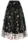 Damen T?llrock Langes Blumen Stickerei Rock Elegant Elastischer A-Linie Lagenrock Plissee T?ll Langes Kleid Blumenmuster Midir?cke Hohe Taille L?ssiges M?dchen Rock Vintage 50er Meshrock Schwarz S
