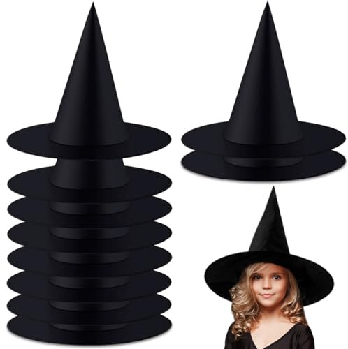 QIMMU Hexenhut Halloween,10 Stück Halloween Hut,Witch Hat,Hexenhüte,Halloween Hexenhut,Halloween Hexen Zubehör Deko Kostüm