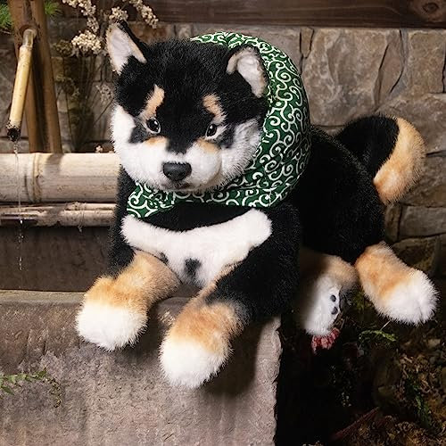 Chongker Plüsch Hund Handmade Realistic Toy Dog Cute Plüsch Schwarz Shiba Inu Hund Companion Pet Geschenk für Kinder Damen Geburtstag Hundeliebhaber