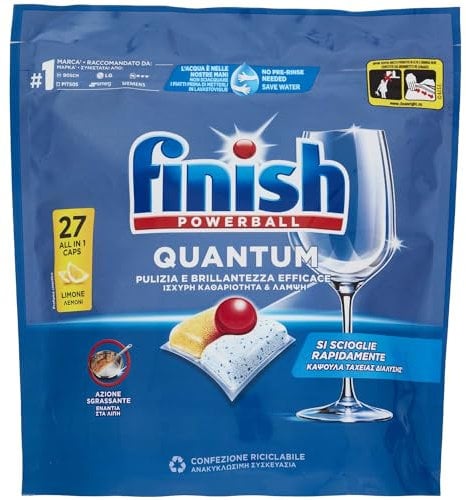 Finish Detersivo Lavastoviglie Tabs Quantum, Lemon, 27 Pezzi