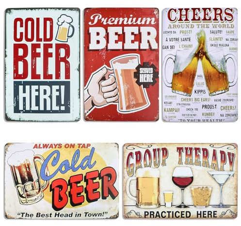 Blechschilder Retro 5er, Bar Deko Metallschild Personalisiert 30x20cm, Bar Schild Blechschild Bier, Vintage Deko Retro Blechschild Schild für Bar, Partykeller, Partyraum Deko