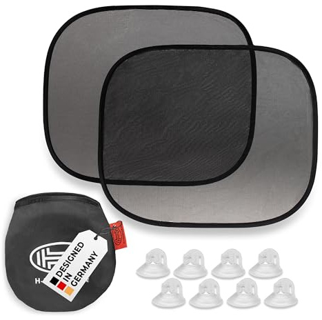 HEYNER® Auto-Sonnenschutz 44x36cm 2er Set mit Saugnäpfen, UV, Auto Pkw LKW | Autofenster, Schutz Scheibe, Babys Kinder Sonnenblende