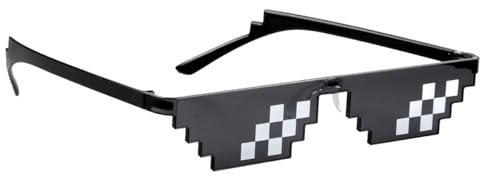 Tabanzhe Einzigartige 8-Bit Pixel Mosaik Coole Brille - Schwarze Thug Life Sonnenbrille, Swag Brille für Unisex, UV-Schutz, Geeignet für Partys und Spiele jeden Alters