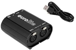 EUROLITE USB/LAN-DMX 2x512ch Interface | DMX-/Art-Net-Interface per USB und Ethernet-LAN mit Software-Bundle, 1024 Kanäle