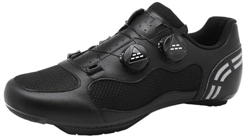 JiuQing Mountainbike-Schuhe Für Herren Damen MTB-Fahrradschuhe Mit 2-Schrauben SPD-Cleats Kompatibel Leicht Für Outdoor-Fahrten,Schwarz,43 EU