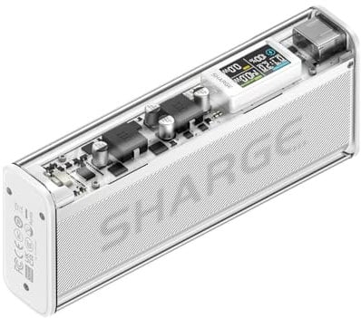 SHARGE Shargeek 140 Power Bank 20000mAh, Batteria Tampone Trasparente 140W con Porte USB-C USB-A e Smart Display, Batterie Esterne per Laptop per iPhone serie 16/15/14/13,iPad/MacBook,Drone