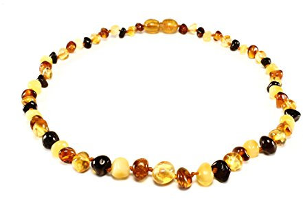 primoyo Premium Bernsteinkette mit Sicherheitsverschluss (32 CM, Mixed) - Erwachsene (unisex) - Klassik-Fans, Qualitätsbewusste - Kette