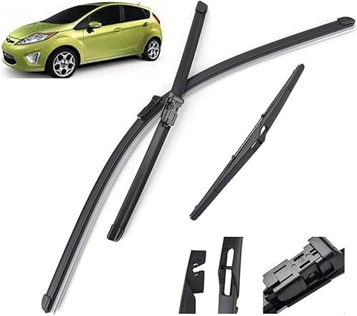 NIVQH Escobillas Limpiaparabrisas Coche para Ford Fiesta 7 2008–2016,Goma Suave Parabrisas Escobillas limpiaparabrisas de Primera Calidad