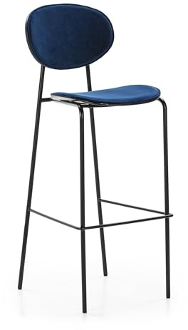 TABURETE ALTO 42X51X107 METAL NEGRO/ABS NEGRO/TERCIOPELO 703329 AZUL OSCURO