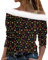 Topassion Off Shoulder Halloween Pullover Damen 3D Druck Plüsch Schulterfrei Langarm Pulli Mit Glitzer Schulterriemen Xmas Pullover Halloweenpulli Mädchen Sweatshirt Herbst Langarmshirts(Gray,XL)