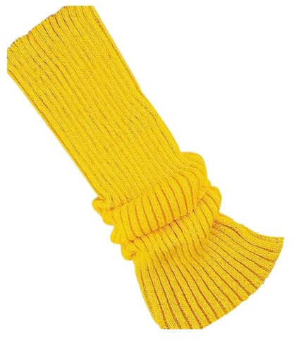 Beinstulpen für Damen, Wolle Acryl, Langer Gestrickt Stulpen Weiche Winter Stulpen Damen Mädchen in Zopfmuster, Knöchelwärmer Beinwärmer Winter Beinstulpen Strumpf für Tanz, (I-Yellow, One Size)