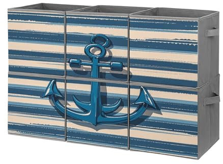 KLSVTMEA Mehrzweck-Organizer-Behälter, Anker-bedruckte Aufbewahrungskörbe, faltbare Aufbewahrungskörbe sind geeignet für Schlafzimmer, Büros und Autos