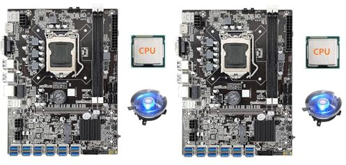 ISTOVO 2X B75 ETH Mining Motherboard 12 PCIE to USB Adapter+Random CPU+Fan LGA1155 DDR3 MSATA B75 USB BTC Miner Motherboard