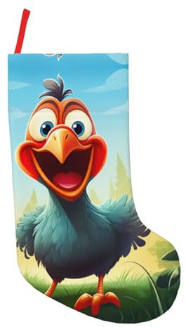 LIXLZH Calza da appendere al caminetto con stampa di galline in stile cartone animato, decorazione natalizia