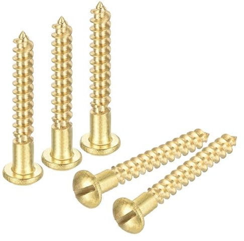 QUARKZMAN 20 Stück Schlitz Rundkopf Holzschrauben M3,5 x 25mm Messing Linsenkopfschrauben Halbrundkopf Selbstschneidende Schraube