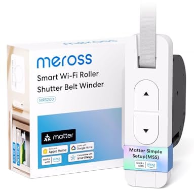 Meross Matter Enrollador Cinta Persiana Eléctrico, Motor Para Cinta de Recogedor Persiana WiFi, Carga Máxima: 45 Kg, Compatible con Apple HomeKit Siri, Alexa y Google Assistant