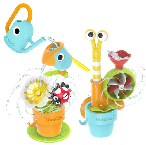 Yookidoo Coffret de 2 Jouets de Bain, Escargot et Oiseau, dès 18 Mois | Escargot qui surgit, oiseau basculant, coccinelle rotative, arrosoir, anti-moisissure, 18 mois à 3 ans