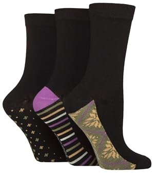 SockShop Ladies’ Plain Patterned Striped Bamboo Socks Soft Breathable Socks Assorted Colours 4-8 Pack of 3 (UK, Numeric, 4, 8, Regular, Regular, Patterned Sole Wild Terrain)