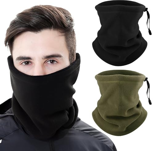 Risipu 2 Stücke Schlauchschal Herren Damen, Winter Fleece Multifunktionstuch Verstellbar Warmer Loop Schal für Outdoor Skifahren Motorrad Radfahren Joggen Radfahren