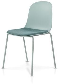 KHG Esszimmerstuhl Küchenstuhl stapelbar - Kunststoff Sitzschale, 120 kg | Kunststoff Sitzschale mit Polsterung & Flachgewebe, Metallgestell Ton in Ton, minimalistisches Design, petrol