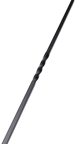 Black Metal Single Twist Stair Spindle – 1118mm Decorative Baluster – Matte Black Finish – 13mm Mild Steel Railing Insert for Stairs & Balconies - Boltsburn