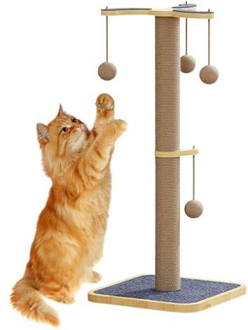 Für Katzen - Kratztonne Mit Sisal - Spielturm Mit Ball Und Klettermöglichkeit Schutz Für Möbel Teppich Wand Tür