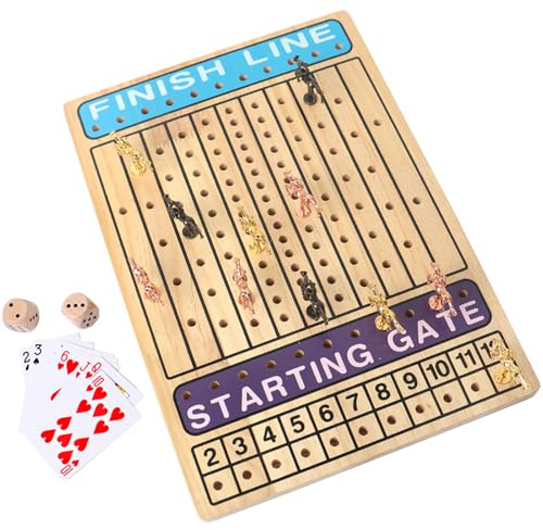 Pferderennen-brettspiel, Holzspielzeug-Herausforderung Rennbrettspiele Mit 11 Metallpferden, 2 Würfeln Und 1 Kartenspiel, Für Spaß Drinnen Und Draußen, Bestriends-treffen, Geburtstagsge Metal Version