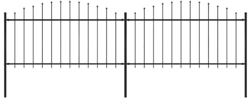 QJBSAVVA Gartenzaun 3,4 m x 1,5 m Stahl Schwarz, Stabmattenzaun mit Speerspitze, robuster Stahlzaun für Hunde und Gartenpflege, einfache Montage
