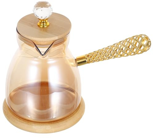 jojofuny Cafetière Turque en Verre 550ml avec Poignée Latérale Résistante la Chaleur, Design Élégant pour Préparation Manuelle de Café, pour Réunions Familiales