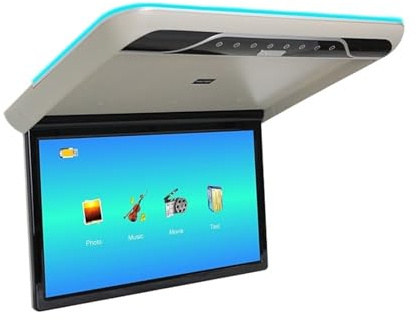 22 Inch Car Roof Monitor 1080P Flip Screen Top Multimedia Video Ceiling Mounted Display With 16-color Ambient Light HDMI FM(Grey)