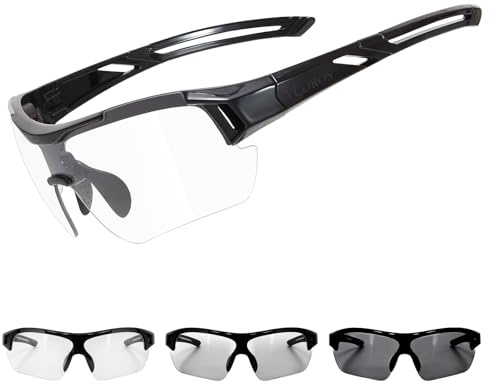 VCOROS Fahrradbrille Selbsttönend für Unisex JN007 Fahrradbrillen für Rad | Sportbrille Herren Selbsttönend Winddicht UV400 Schutz TR90 Rahmen Schnelle Brille für Radfahren Angeln Laufen