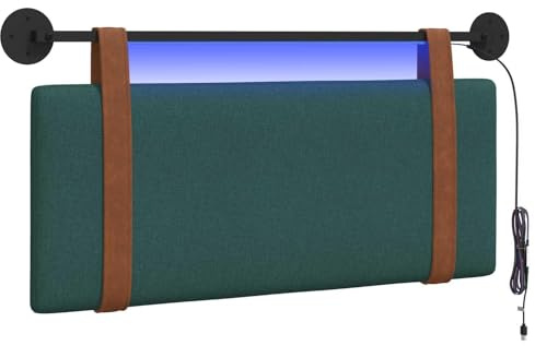 vidaXL Hängendes Kopfteil Mit LED Licht Dunkelgrün Antikes PU, Moderner rechteckiger Kopfteil, wandmontierbar, Schlichte gepolsterte Schlafzimmer-Deko, ergonomisch und praktisch