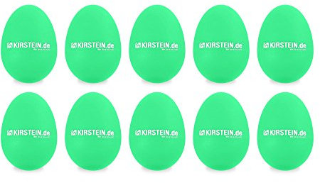 10x Kirstein ES-10G Egg Shaker (Medium-Heavy Version, Schüttelei, Percussion, Rassel, robuste Kunststoff-Hülle, durchsetzungsfähiger Klang) grün