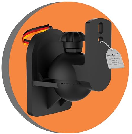 PureMounts Lautsprecherhalterung Wandhalterung neigbar schwenkbar 3,5 kg | 2er Set Universal Lautsprecher-Halterung für Surround-Boxen, Wandmontage, 64mm Wandabstand, Tragkraft 3,5kg , Schwarz