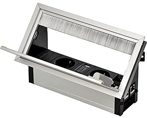 Kopp 939605017 VersaFLAP Einbausteckdose, IP20, 3400 W, Alu