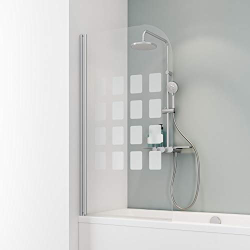 Schulte D1650 Duschwand Komfort, 80 x 140 cm, 5 mm Sicherheitsglas Cubic, alu natur, Duschabtrennung für Badewanne