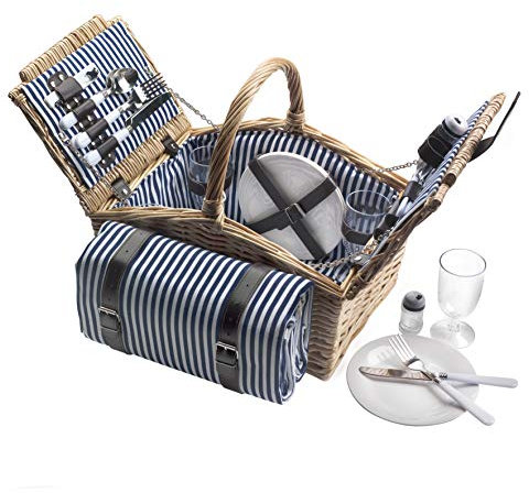Dutch Mountains Panier Pique-Nique pour 4 Personnes Deluxe - Sac Pique Nique 24 pièces avec Couverture