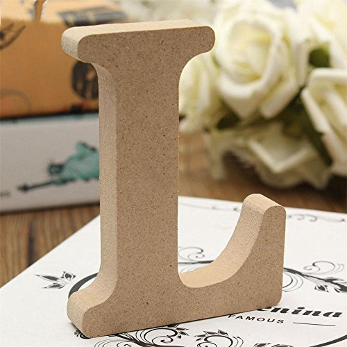 Freeas Dekorative Holz Buchstaben, hängende Wand 26 Buchstaben aus Holz Alphabet Wand Buchstaben für Kinder Baby Name Mädchen Schlafzimmer Hochzeit Geburtstag Party Home Decor-Briefe (L)