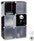 Relaxdays Regalsystem m. 6 Türen, DIY, Cubes, Grifföffnungen, Raumteiler, Badregal, Kunststoff, HBT 98x66x32 cm, schwarz
