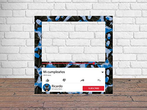 Photocall + Cartel Feliz Cumpleaños Youtube 100x100 cm, 48,4x48,4cm | Regalos para Cumpleaños | Photocall Económico y Original | Ideas para Regalos | Regalos Personalizados de Cumpleaños