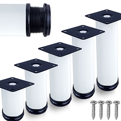 Stahlia 4er Set Möbelfüße Sofafuß Möbelbeine| WEIß | Höhe 12 cm |Ø 50 mm|Massive Ausführung|Sofa Bett Schrank Couch